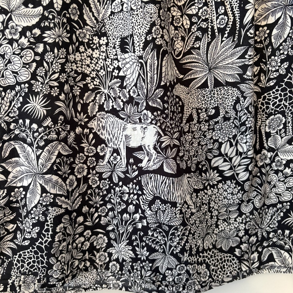 Talbots‎ 100% Cotton Big Cat Print Embroidered Blouse Size L? Novelty Lion Tiger - Picture 7 of 10